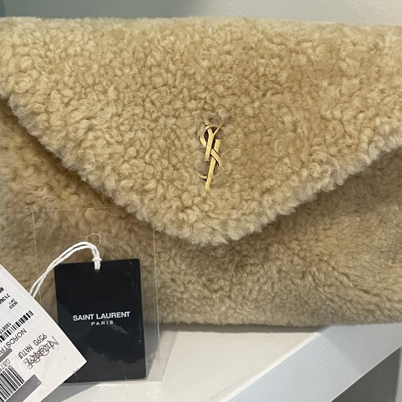 Saint Laurent Handbags - Saint Laurent Small Lou Puffer Genuine Shearling Pouch NWT YSL New
